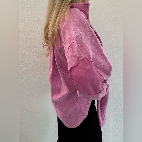 Free People Pink Fleece Shacket (Size XS) - Picture 4 of 8